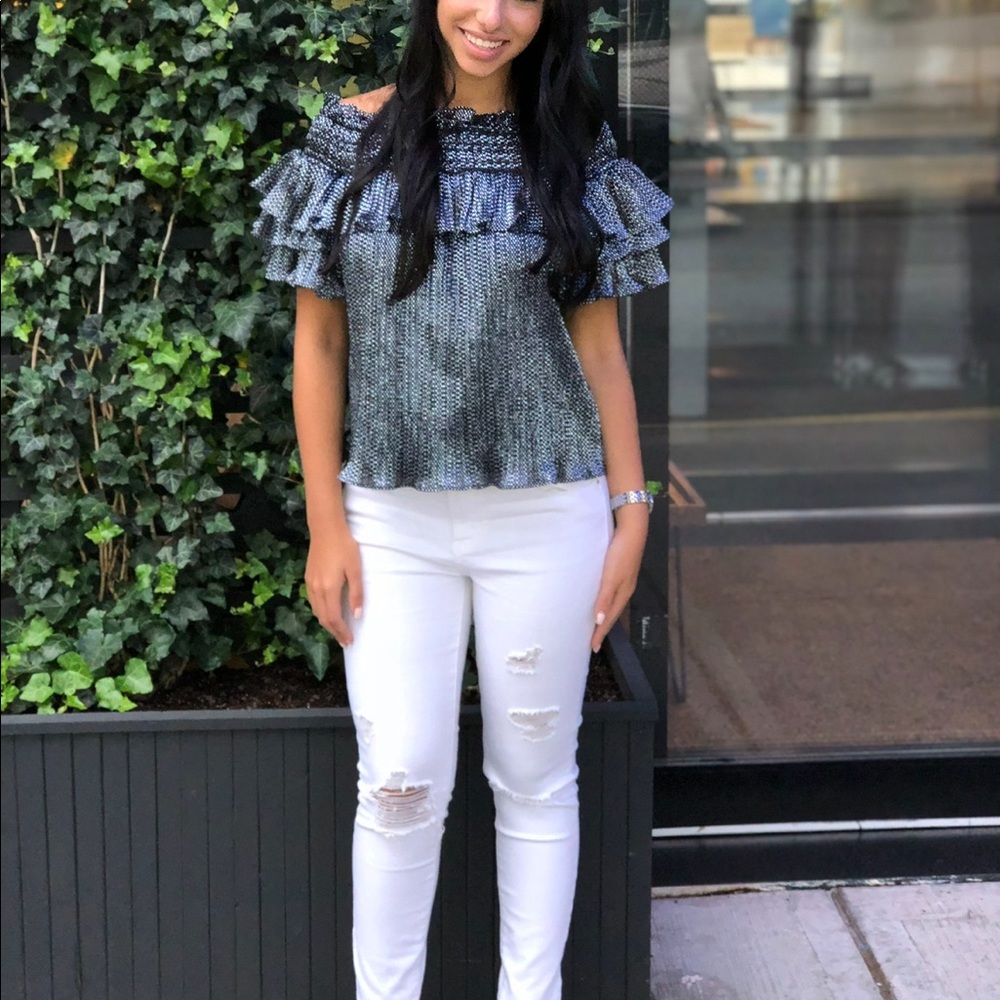 Parker sparkly off the shoulder top